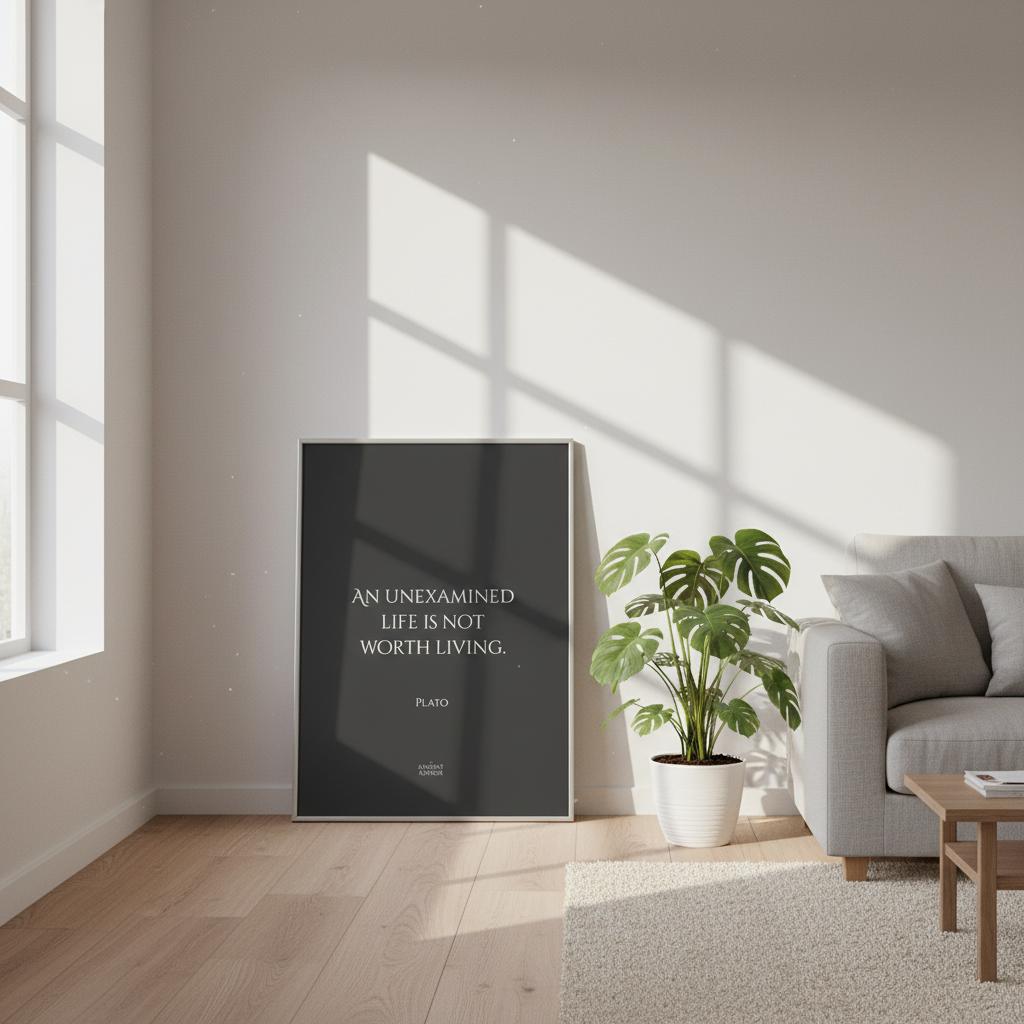 An unexamined life is not worth living – Inspirational Plato poster
