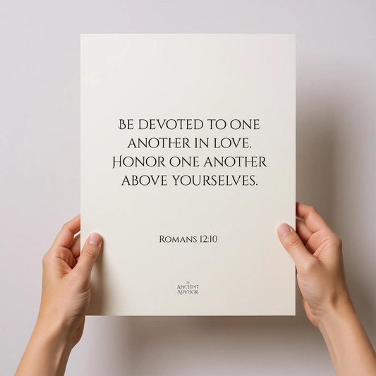 Be devoted to one another in love. Honor one another above yourselves. – Inspirational Bible verse poster
