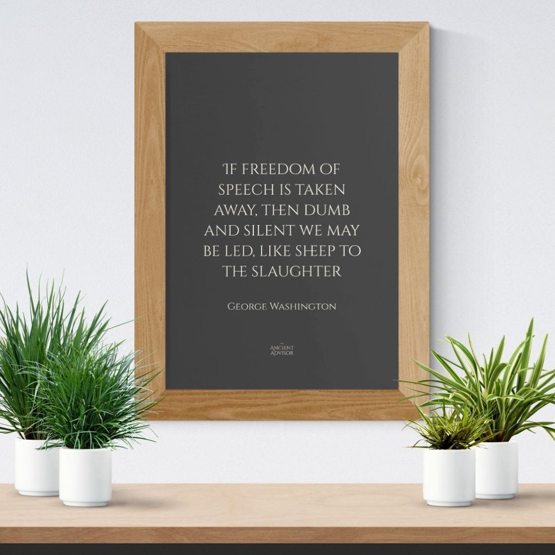 If freedom of speech is taken away... George Washington inspirational poster