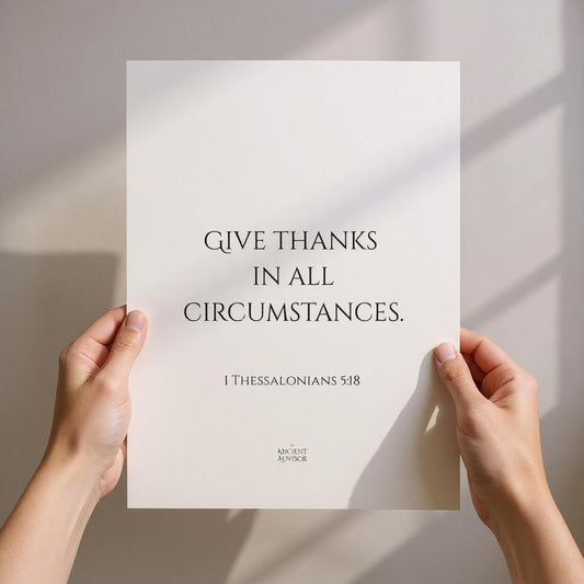 Give thanks in all circumstances – Inspirational Bible verse poster, 1 Thessalonians 5:18