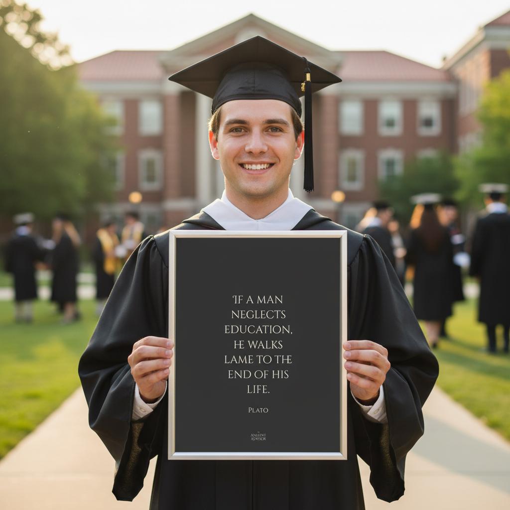 If a man neglects education he walks lame... Inspirational Plato poster