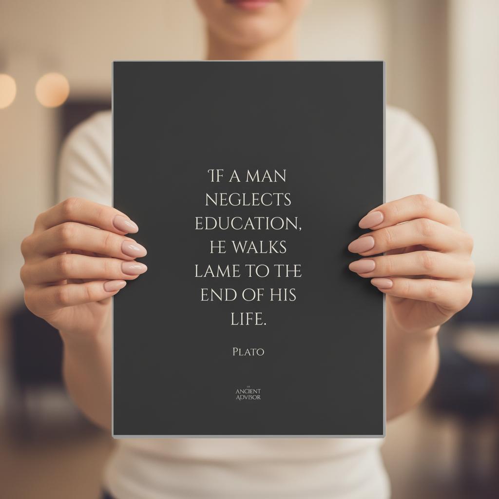 If a man neglects education he walks lame... Inspirational Plato poster