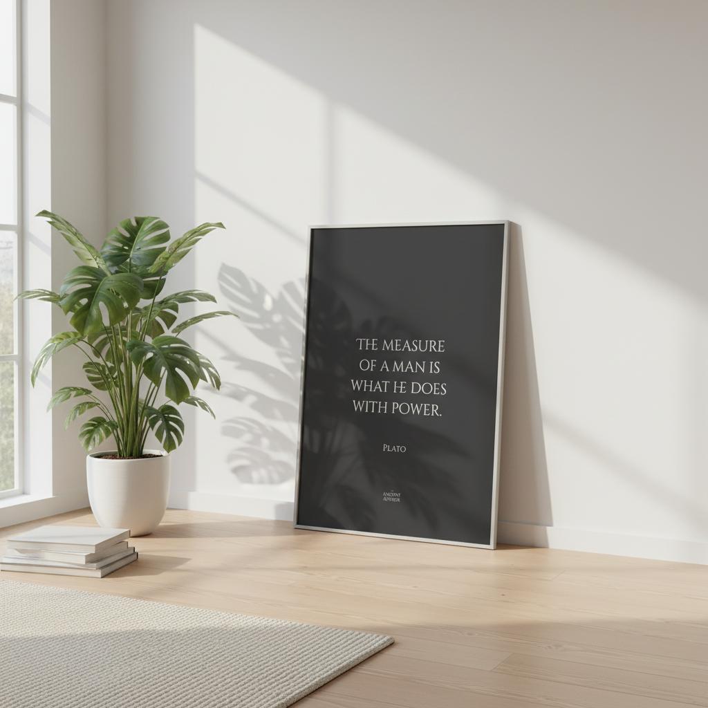 The measure of a man is what he does with power - Inspirational quote Plato poster