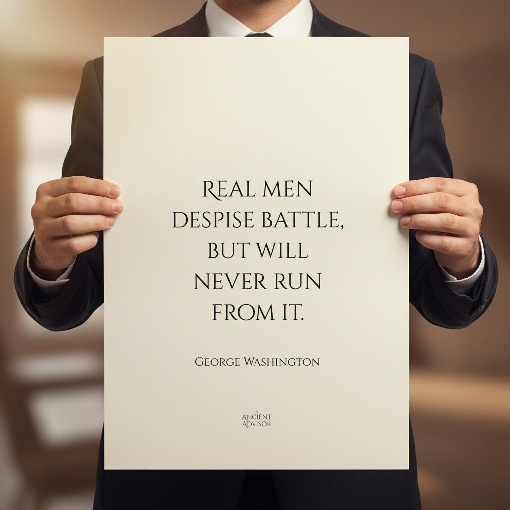 Real men despise battle, but will never run from it... inspirational George Washington poster