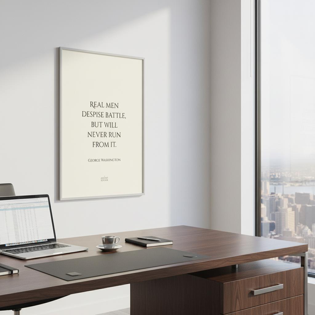 Real men despise battle, but will never run from it... inspirational George Washington poster