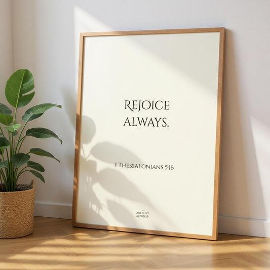 Rejoice always – Inspirational Poster, Religious Wall Art, Thessalonians Quote Print