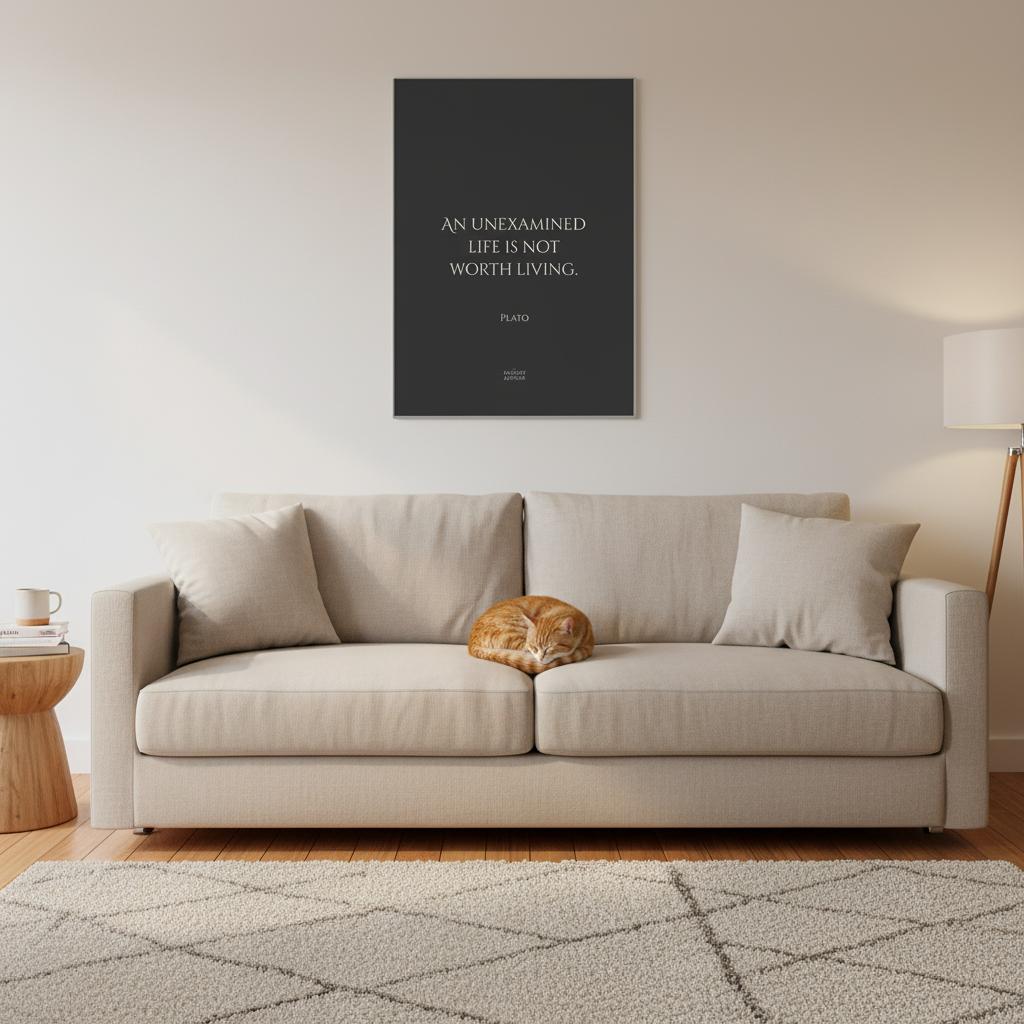 An unexamined life is not worth living – Inspirational Plato poster