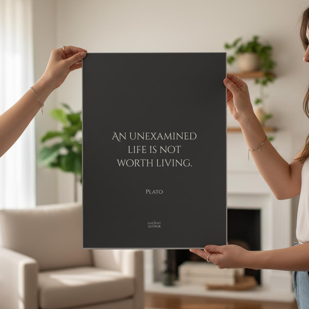 An unexamined life is not worth living – Inspirational Plato poster