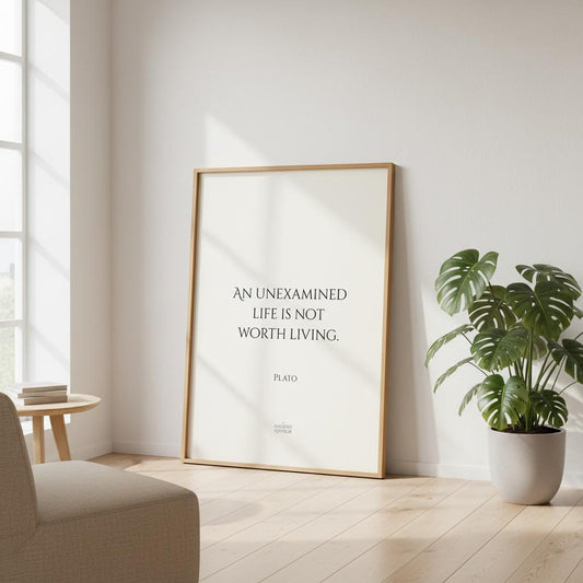 An unexamined life is not worth living – Inspirational Plato poster