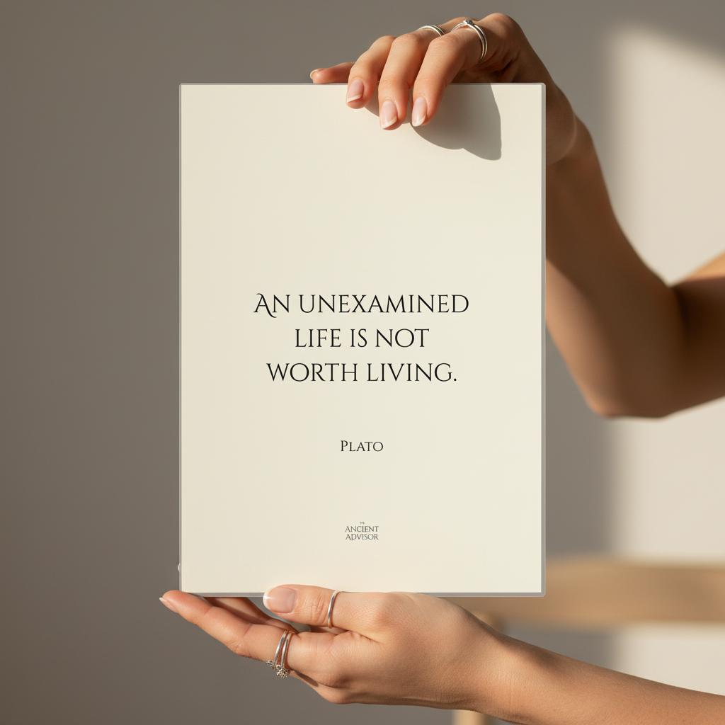 An unexamined life is not worth living – Inspirational Plato poster