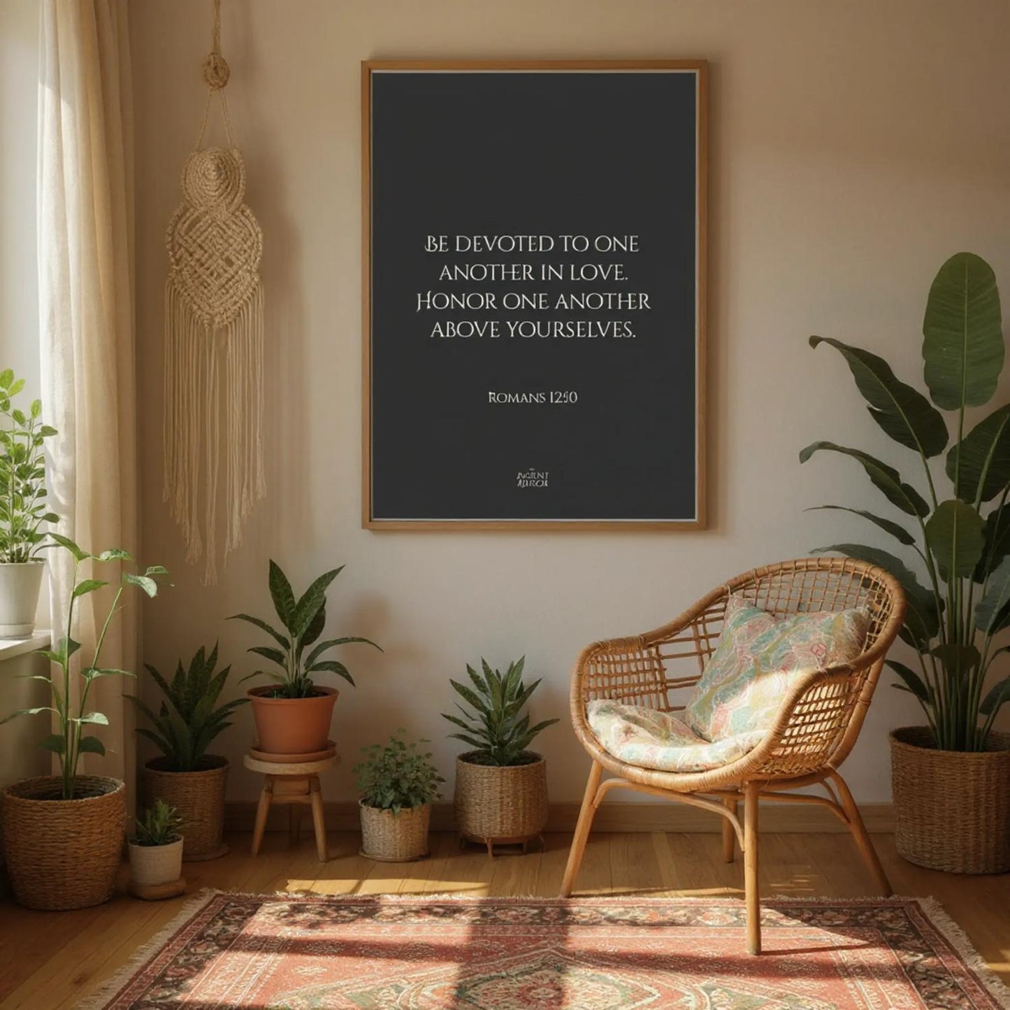 Be devoted to one another in love. Honor one another above yourselves. – Inspirational Bible verse poster