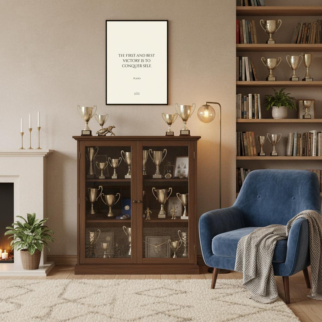 The first and best victory is to conquer self - Inspirational quote Plato poster