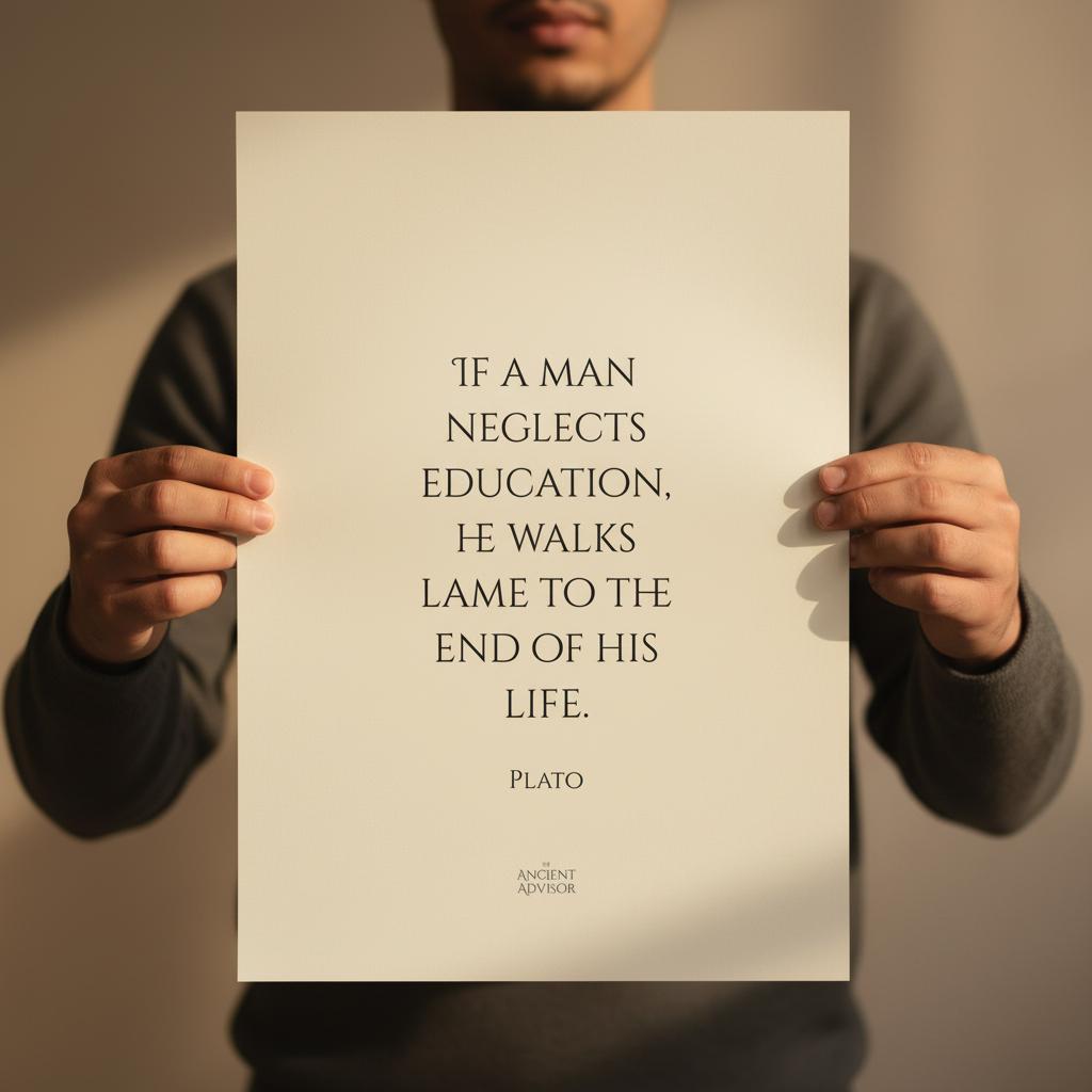 If a man neglects education he walks lame... Inspirational Plato poster