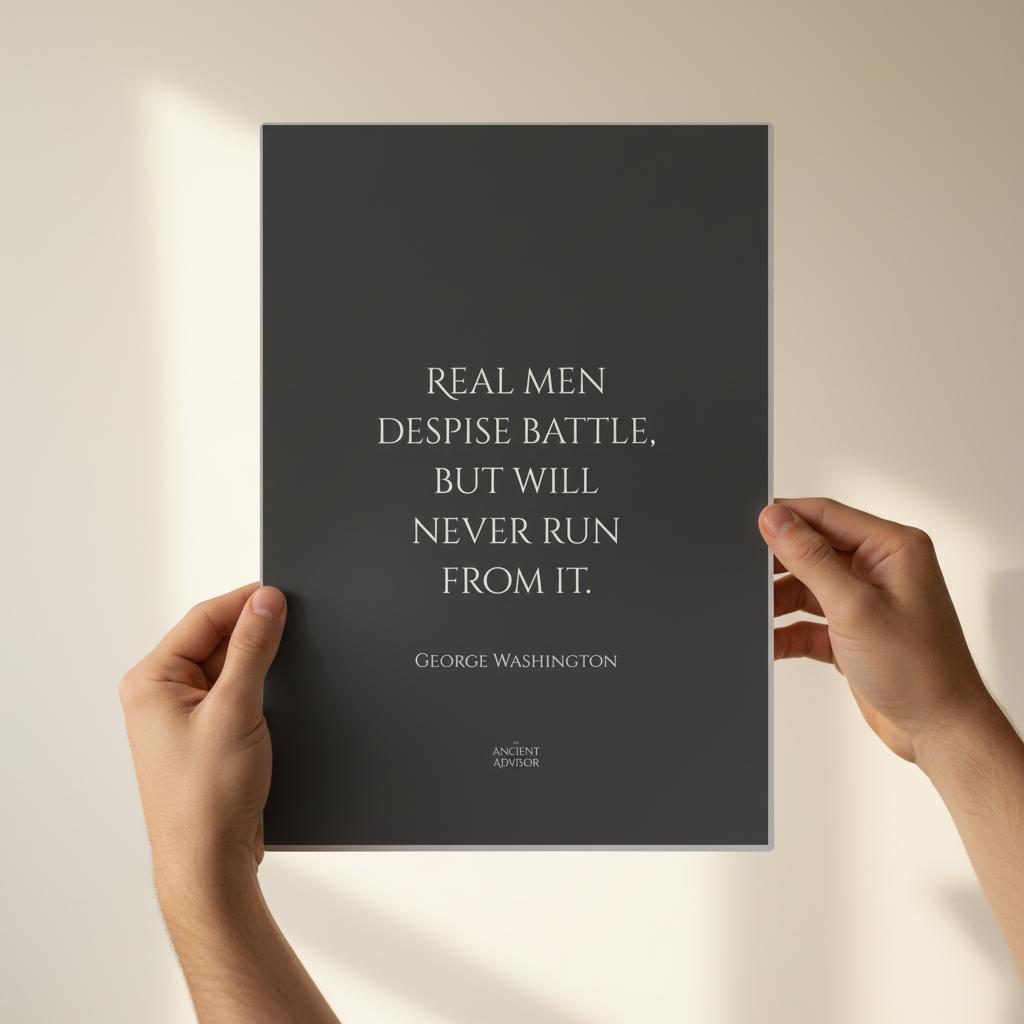 Real men despise battle, but will never run from it... inspirational George Washington poster