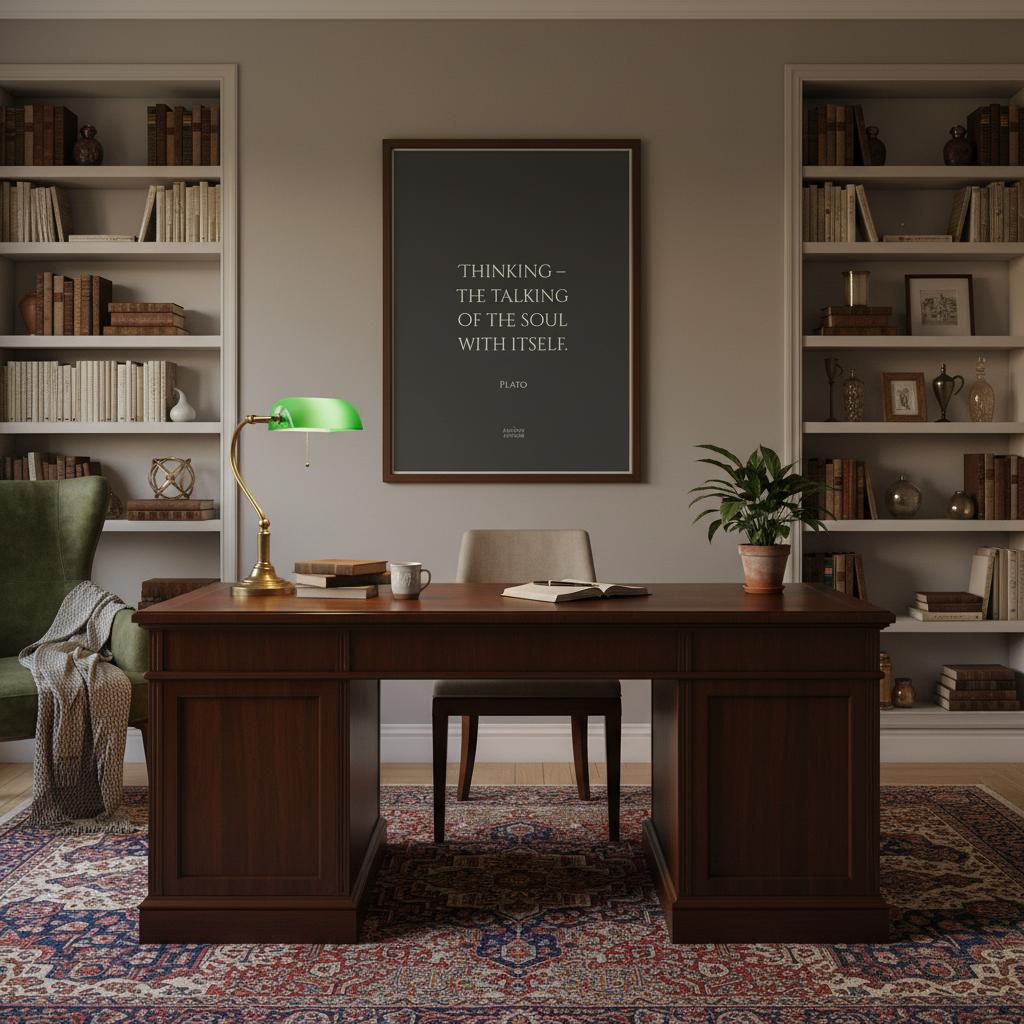 Thinking - the talking of the soul with itself. Inspirational Plato quote poster