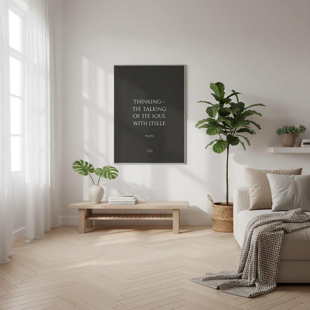 Thinking - the talking of the soul with itself. Inspirational Plato quote poster